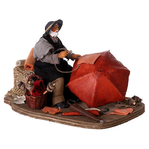 Moving umbrella maker 12 cm  Neapolitan nativity scene 2