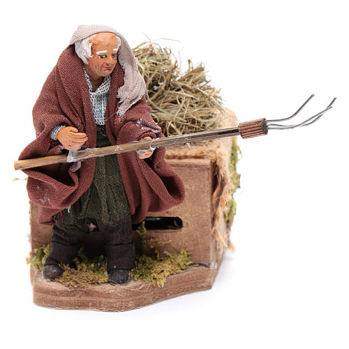 Moving 10 cm farmer Neapolitan nativity scene 1