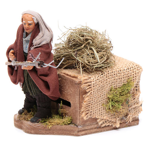 Moving 10 cm farmer Neapolitan nativity scene 2