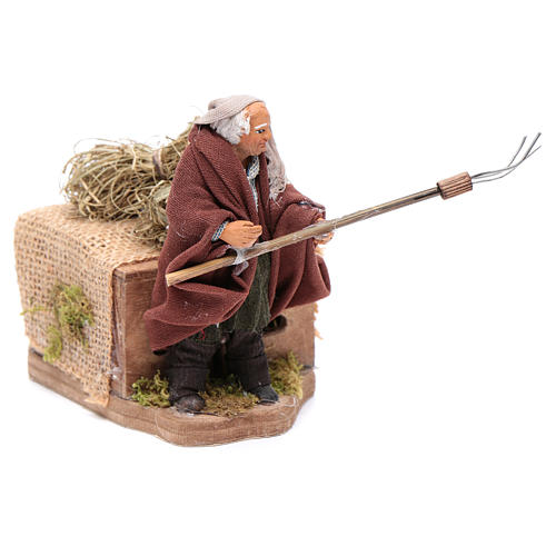 Moving 10 cm farmer Neapolitan nativity scene 3