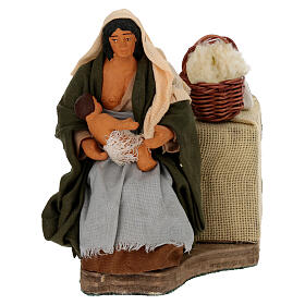 Moving woman breastfeeding 10 cm Neapolitan nativity scene