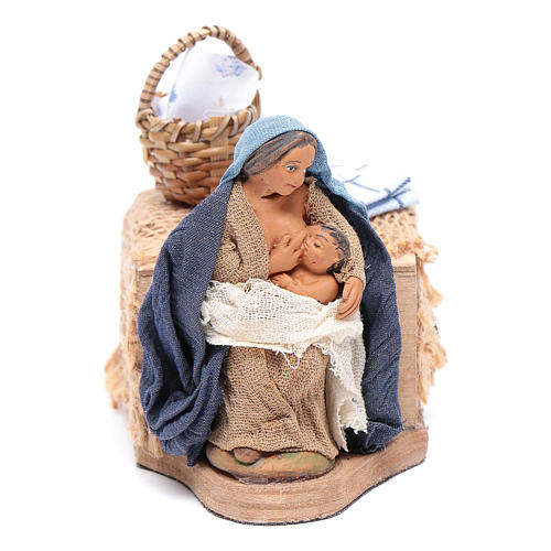 Moving woman breastfeeding 10 cm Neapolitan nativity scene 1