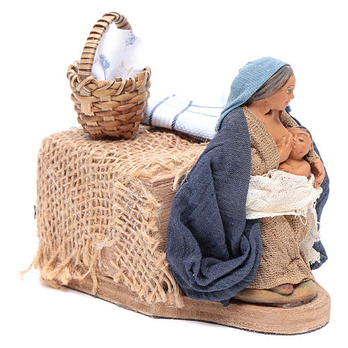 Moving woman breastfeeding 10 cm Neapolitan nativity scene 3