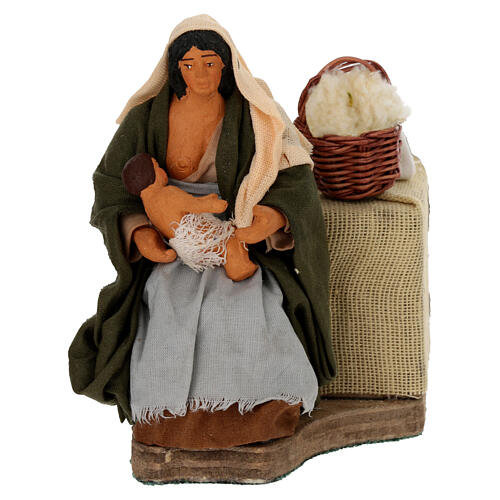 Moving woman breastfeeding 10 cm Neapolitan nativity scene 1