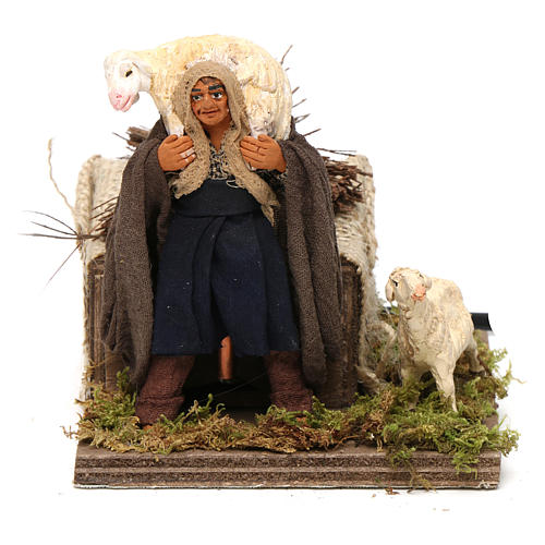 Mann mit Schaf auf Schulter 10cm bewegliche Krippenfigur 1