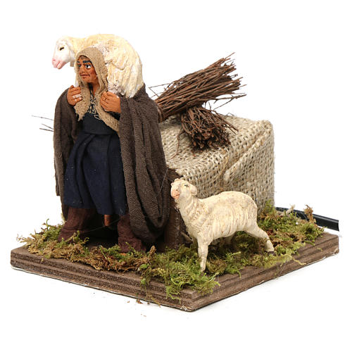 Mann mit Schaf auf Schulter 10cm bewegliche Krippenfigur 2