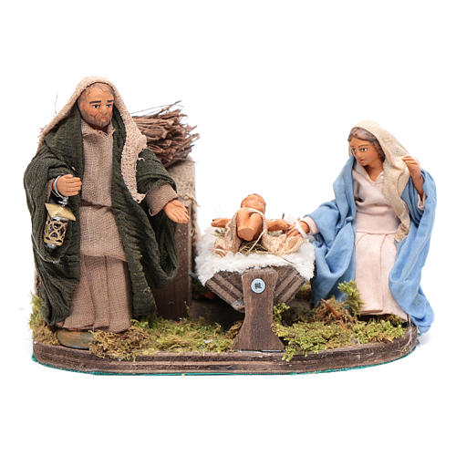 Heilige Familie Jesus in Wiege 10cm bewegliche Krippenfigur 1
