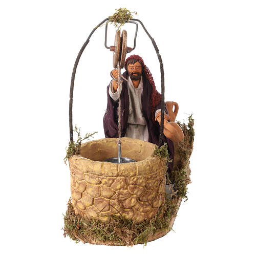 Moving man at the well 12 cm for Neapolitan nativity scene 1