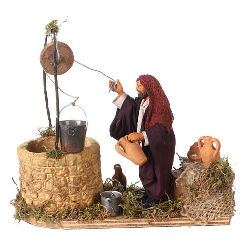 Moving man at the well 12 cm for Neapolitan nativity scene 2