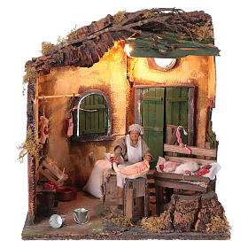 Butcher for Neapolitan Nativity scene, moving statue