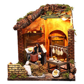 Moving woman mixing polenta and cheeses 12 cm for Neapolitan nativity scene
