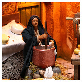 Moving woman mixing polenta and cheeses 12 cm  for Neapolitan nativity scene