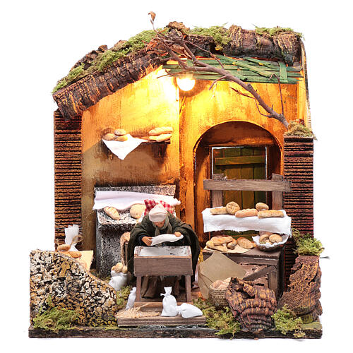 Animated Woman Kneading Bread Nativity 12 cm 1