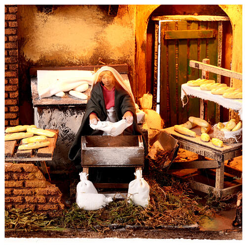 Mouvement crèche scène femme qui pétrit le pain 12 cm 2