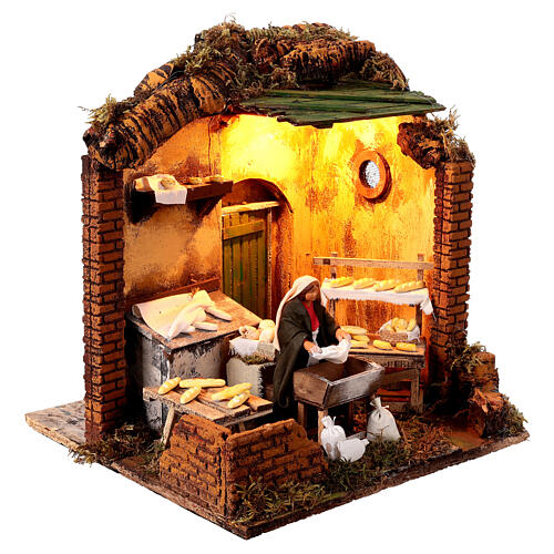 Mouvement crèche scène femme qui pétrit le pain 12 cm 3