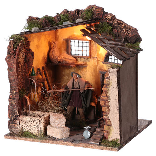 Moving scene with farmer in stable for Neapolitan nativity scene 2