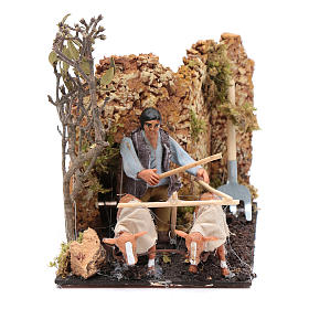 Presepe Napoletano: Contadino in movimento con aratro presepe napoletano 8 cm