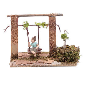 Presepe Napoletano: Bimba in altalena con movimento presepe di Napoli 8 cm
