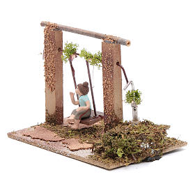 Presepe Napoletano: Bimba in altalena con movimento presepe di Napoli 8 cm