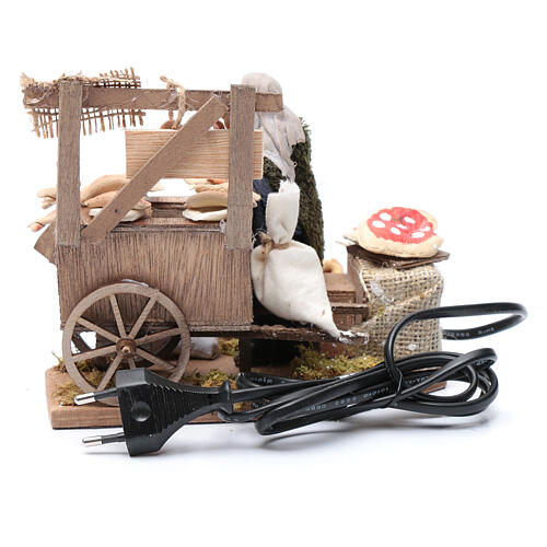 Krippenfigur – Frau mit Karren voller Krapfen und Mehlsäcke, mit Bewegung, neapolitanischer Stil, für 12 cm Krippe 4