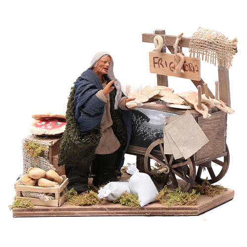 Femme avec charrette de beignets 12 cm crèche napolitaine 1