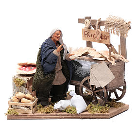 Neapolitan nativity scene statue woman with fritter cart 12 cm