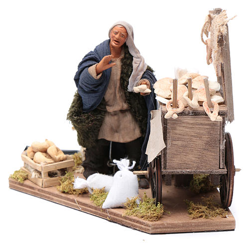 Neapolitan nativity scene statue woman with fritter cart 12 cm 2