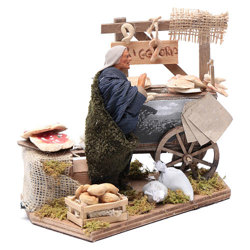 Neapolitan nativity scene statue woman with fritter cart 12 cm 3
