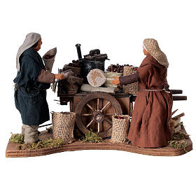 Sprzedawcy kasztanów z wózkiem, szopka neapolitańska 12 cm