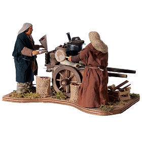 Sprzedawcy kasztanów z wózkiem, szopka neapolitańska 12 cm