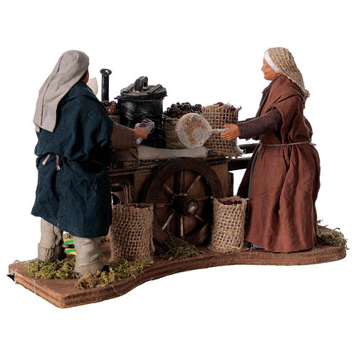 Sprzedawcy kasztanów z wózkiem, szopka neapolitańska 12 cm 3