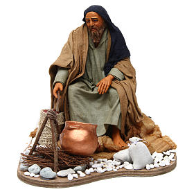 Presepe Napoletano: Anziano movimento bivacco 30 cm presepe di Napoli