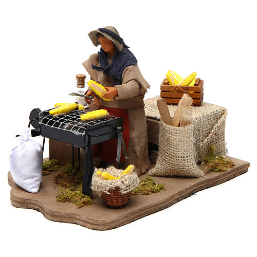 Woman cooking ears of wheat with movement 12 cm for Neapolitan nativity scene 2