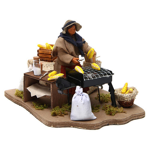 Woman cooking ears of wheat with movement 12 cm for Neapolitan nativity scene 3