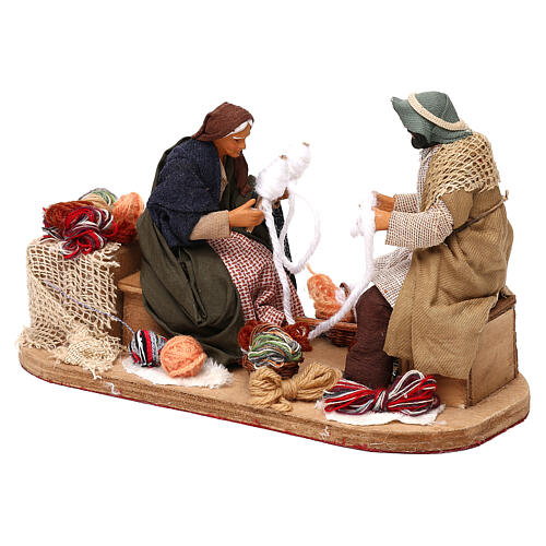 Animated Old Couple Spinning Yarn 12 cm Neapolitan Nativity 2