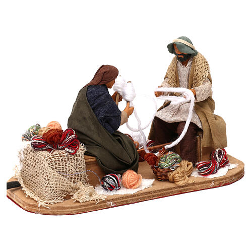 Animated Old Couple Spinning Yarn 12 cm Neapolitan Nativity 3