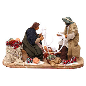 Old Couple Spinning Yarn Moving 12 cm Neapolitan Nativity