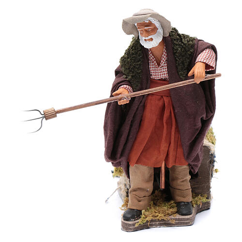 Farmer with Pitchfork animated figurine 14 cm Neapolitan nativity 1