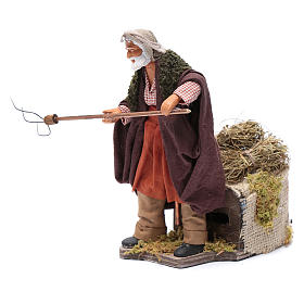 Contadino in movimento con forcone 14 cm presepe napoletano