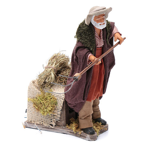 Farmer with Pitchfork moving action 14 cm Neapolitan nativity 3