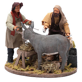 Blacksmith and farmer scene with movement 14 cm for Neapolitan nativity scene