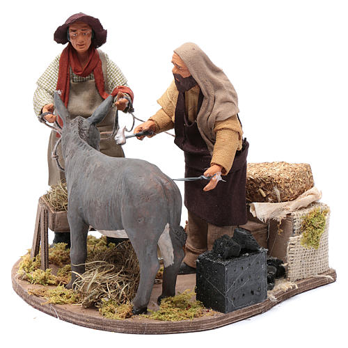 Blacksmith and farmer scene with movement 14 cm for Neapolitan nativity scene 2