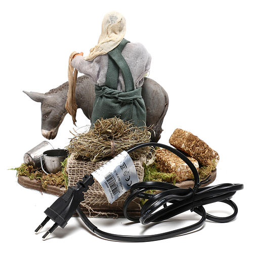Man currying donkey  in movement 14 cm for Neapolitan nativity scene 5