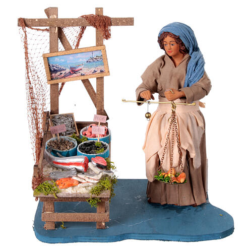 Moving fisher woman with scale for Neapolitan nativity scene 1