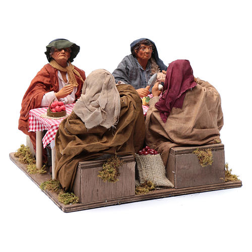 Tavolata 4 personaggi presepe 24 cm Napoli 3