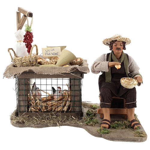 Sprzedawca jajek, siedzący, ruchoma figurka, szopka neapolitańska 24 cm 5