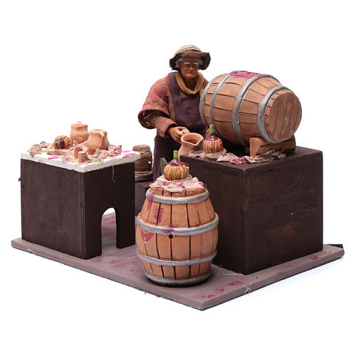 Vendedor de vinho com barril 24 cm presépio Nápoles 2