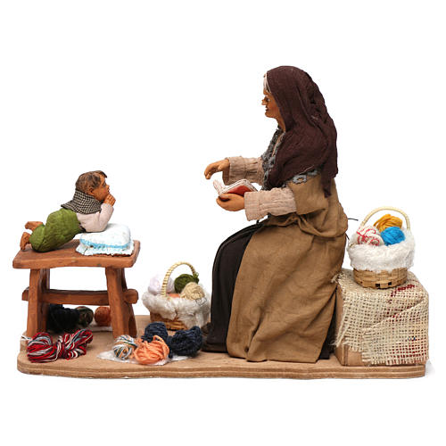Grandmother telling stories with motion 30 cm Neapolitan Nativity 1
