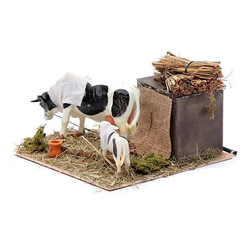 Kuh mit Kalb 12cm bewegliche Krippenfigur 2