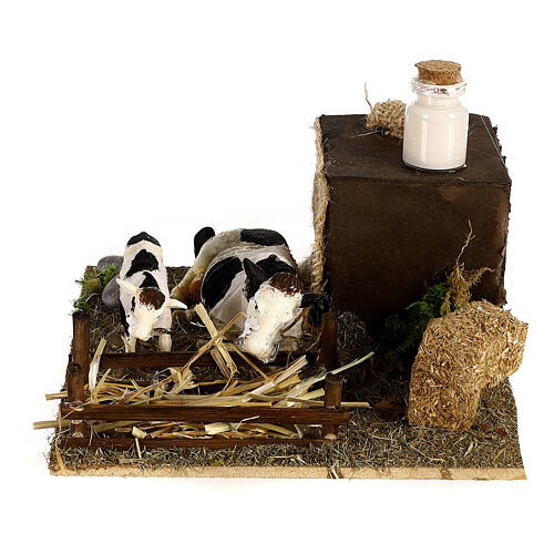 Neapolitan nativity scene cow and calf with trough in movement 12 cm 4